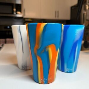 3 Silipint Colorful Silicone Pint Glasses